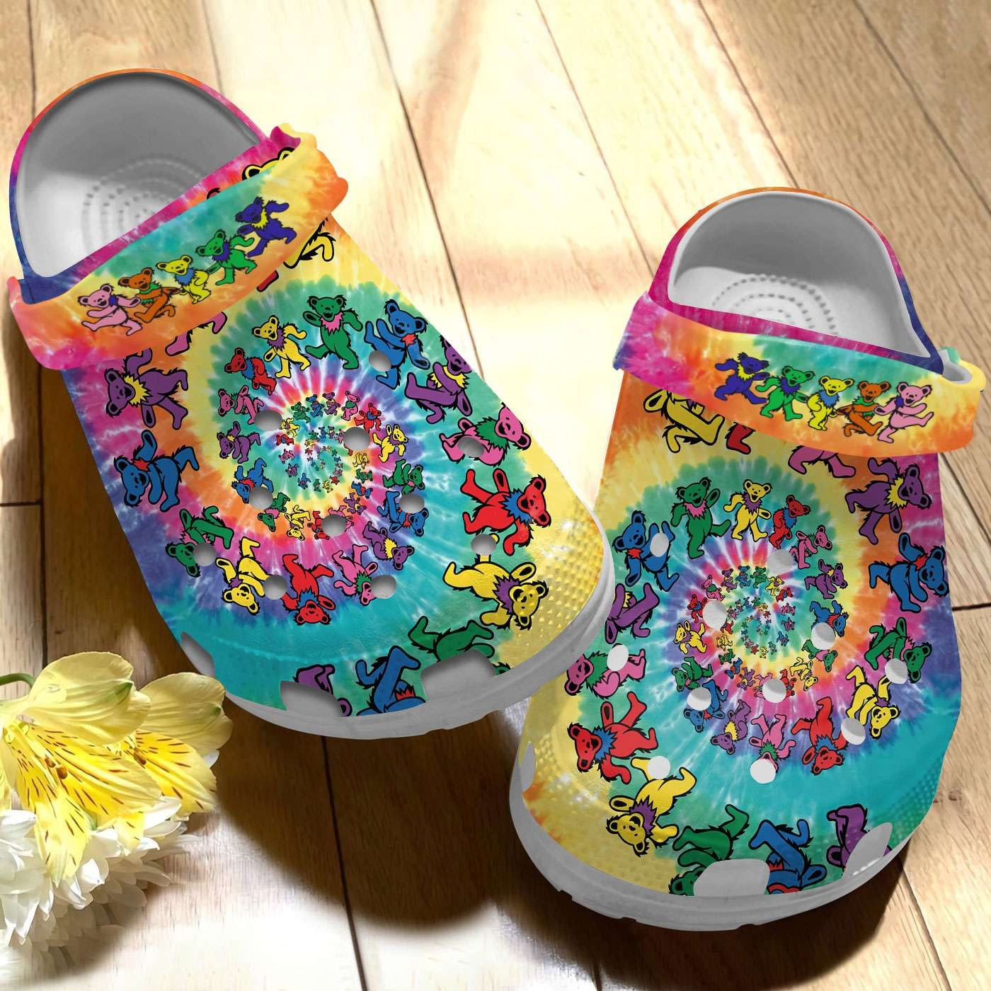 Bear Colorful Tie Dye Crocband Clogs