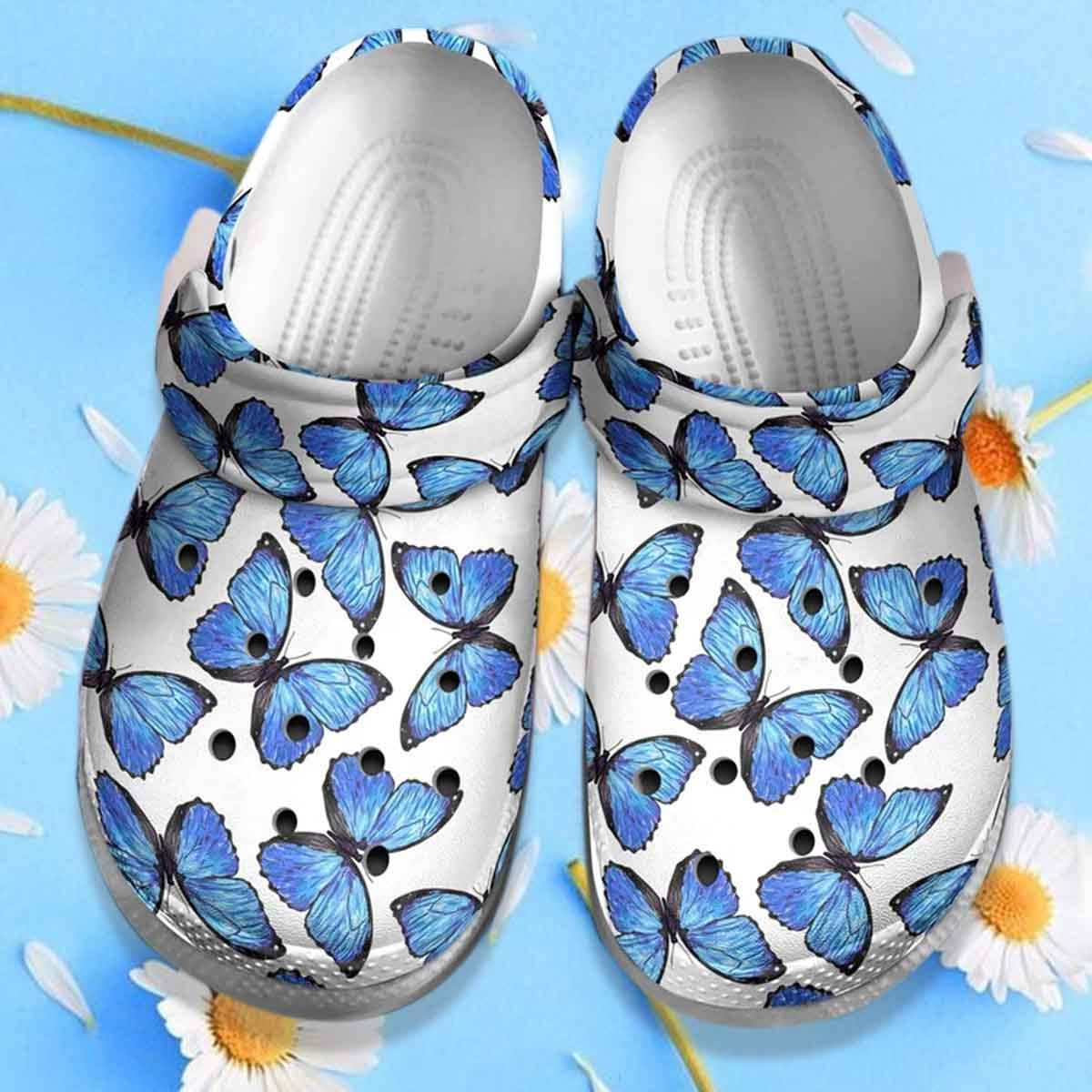 Dreamy Blue Butterflies Memory Crocs Shoes Clogs Gifts For Daughter Women Mothers Day 2022