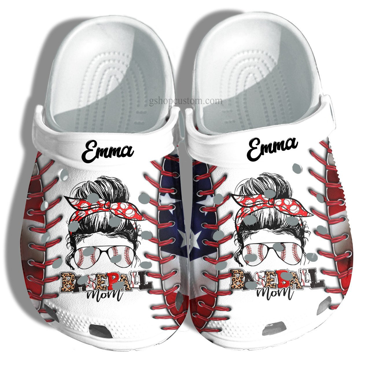 Cheer Up Baseball Mom America Flag Croc Crocs Clog Shoes Gift Grandma- Cool Women Baseball Line Crocs Clog Shoes Gift Mother 4Th Of July