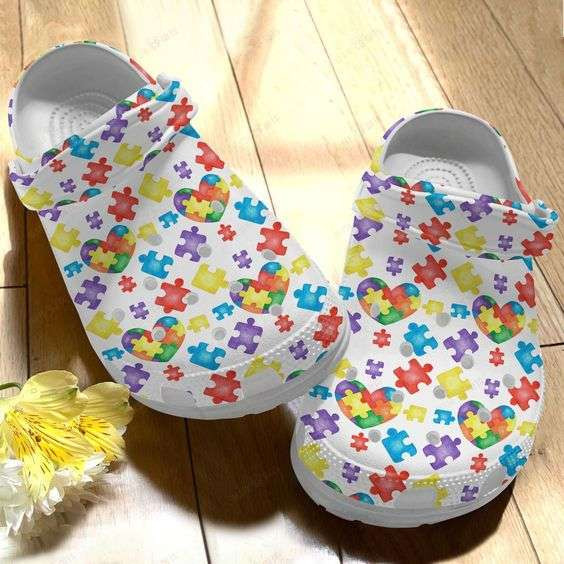 Autism Awareness Day Heart Autism Puzzle Pieces Crocband Clog Crocs Shoes