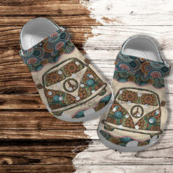 Boho Peace Bus Croc Crocs Shoes Gift Grandma- Hippie Bus Boho Vintage Crocs Shoes Croc Clogs Mother Day Gift