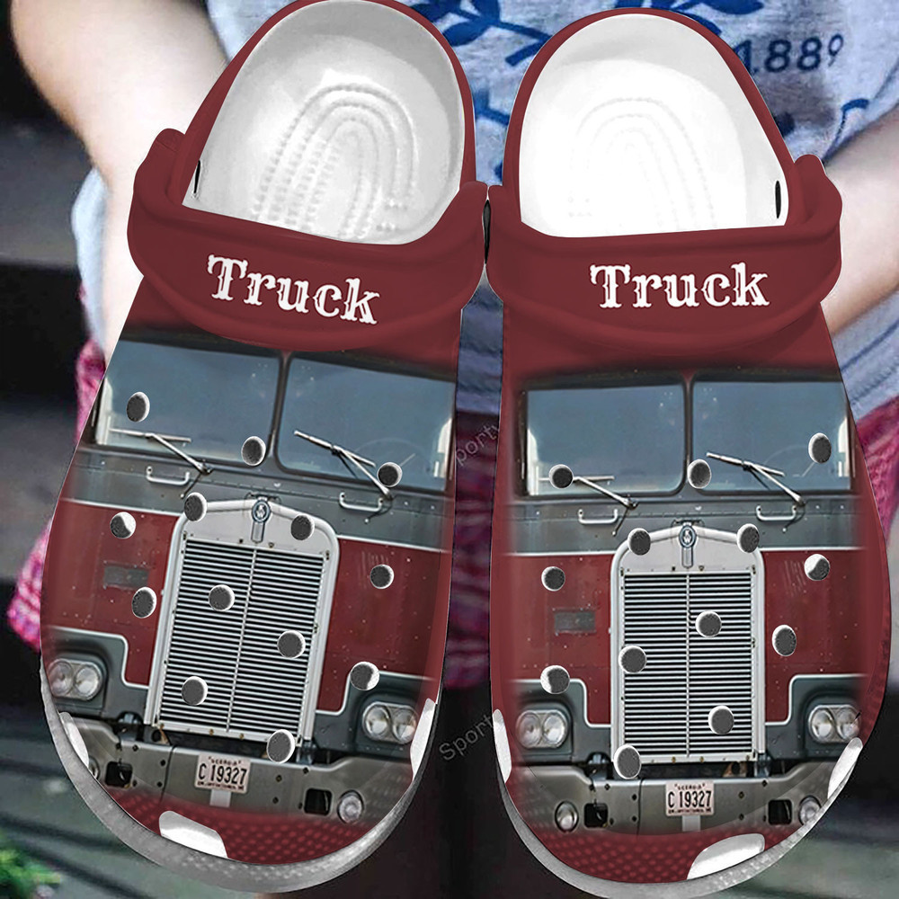 Custom Text Red Truck Driver Clogs Crocs Shoes