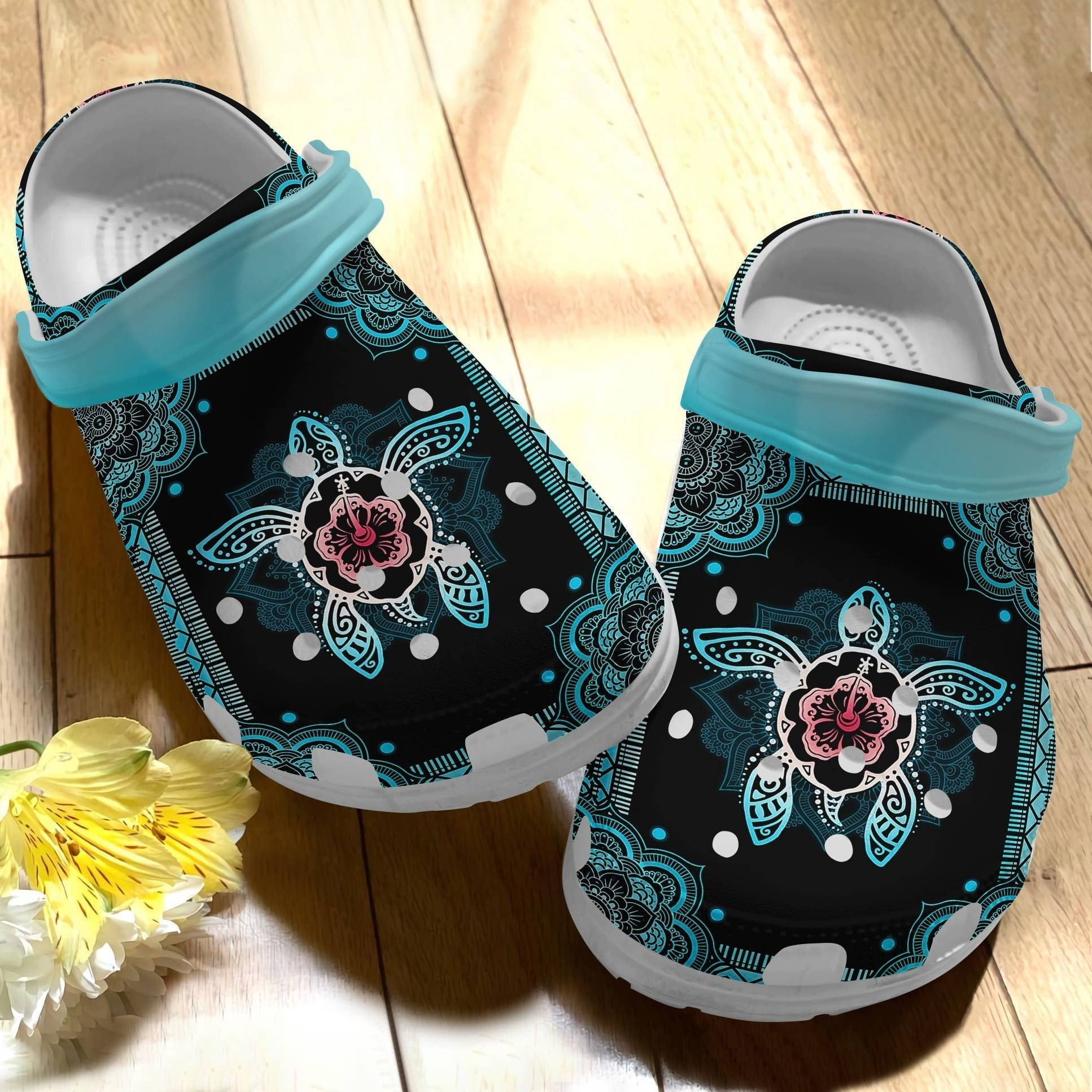 Decorative Turtle Yoga Pattern Peace Crocs Shoes - Sea Turtle Crocbland Clog For Women Men