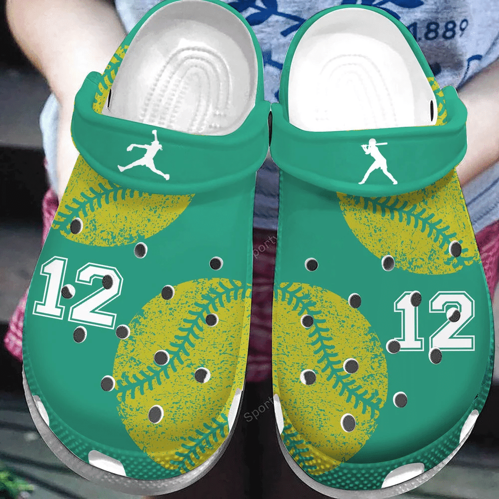 Custom Number Love Softball Clogs Crocs Shoes