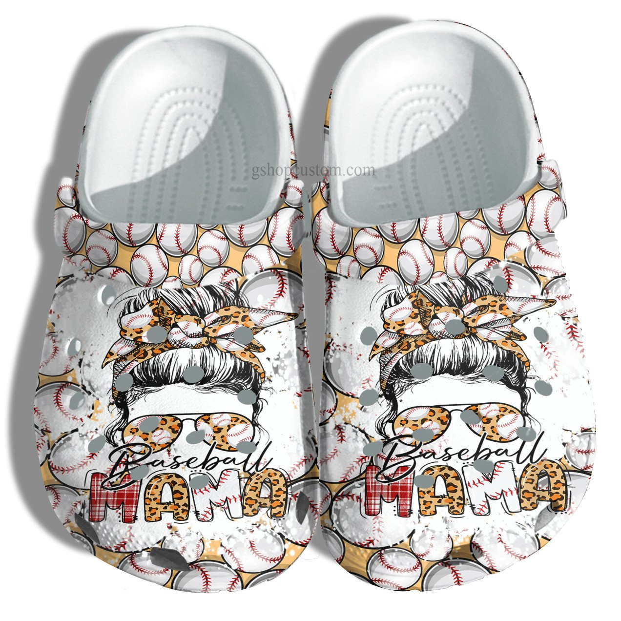 Baseball Mama Leopard Croc Crocs Clog Shoes Gift Mother Birthday- Baseball Mom Supporter Son Player Crocs Clog Shoes Gift Women