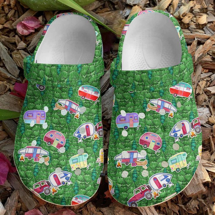 Camping Campers In The Forest Clog Crocs Shoes