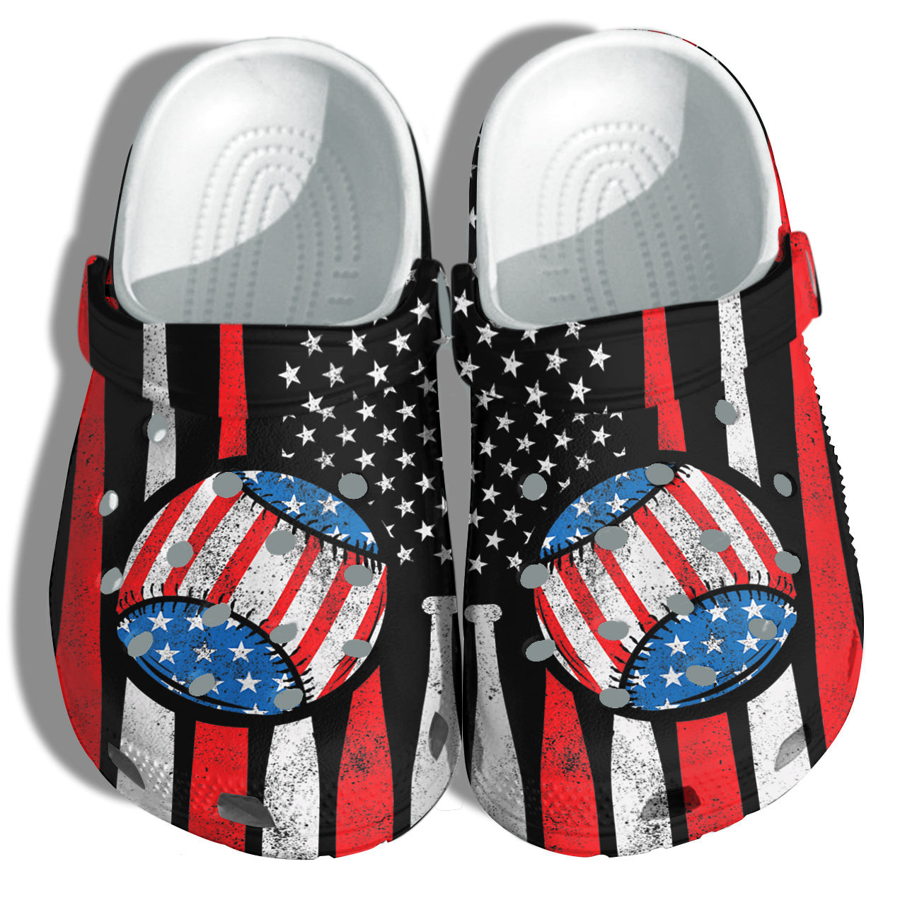 Baseball Play Sport 4Th Of July Crocs Clog Shoes Gift Men Women - Player Sport Spirit America Flag Crocs Clog Shoes Birthday Gift