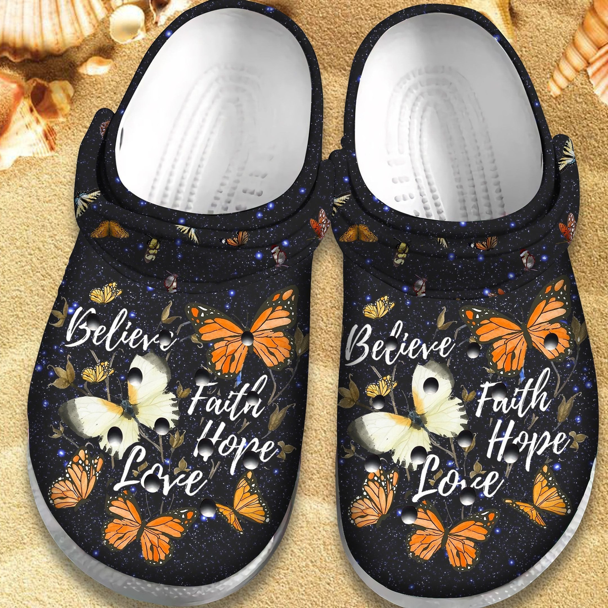 Believe Faith Hope Love Butterfly Crocs Shoes Clog Gift For Women