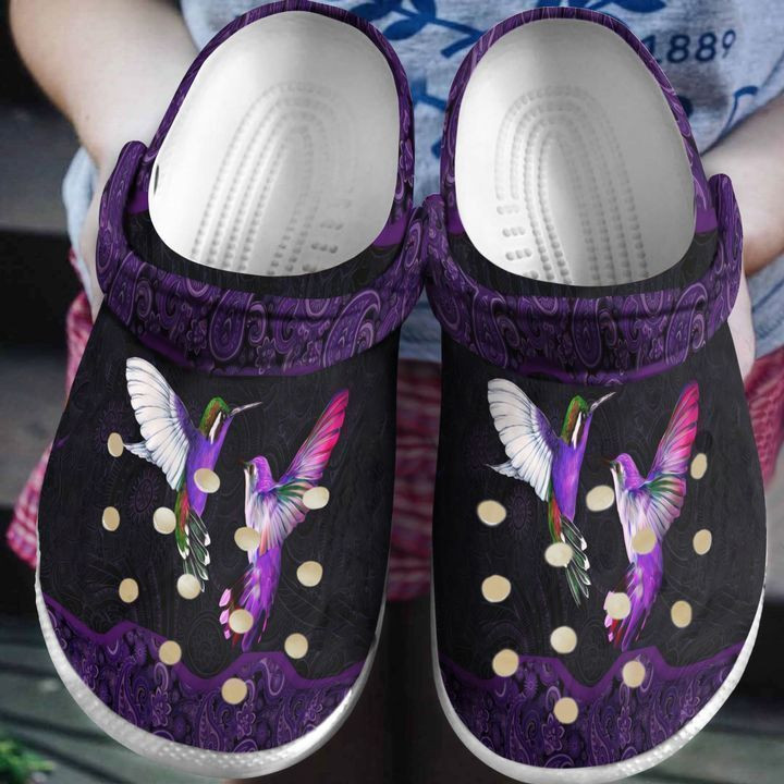 Hummingbird Purple Mandala Classic Clogs Crocs Shoes