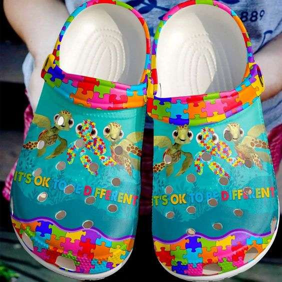 Autism Awareness Day Turtles Its Ok To Be Different Crocband Clog Crocs Shoes