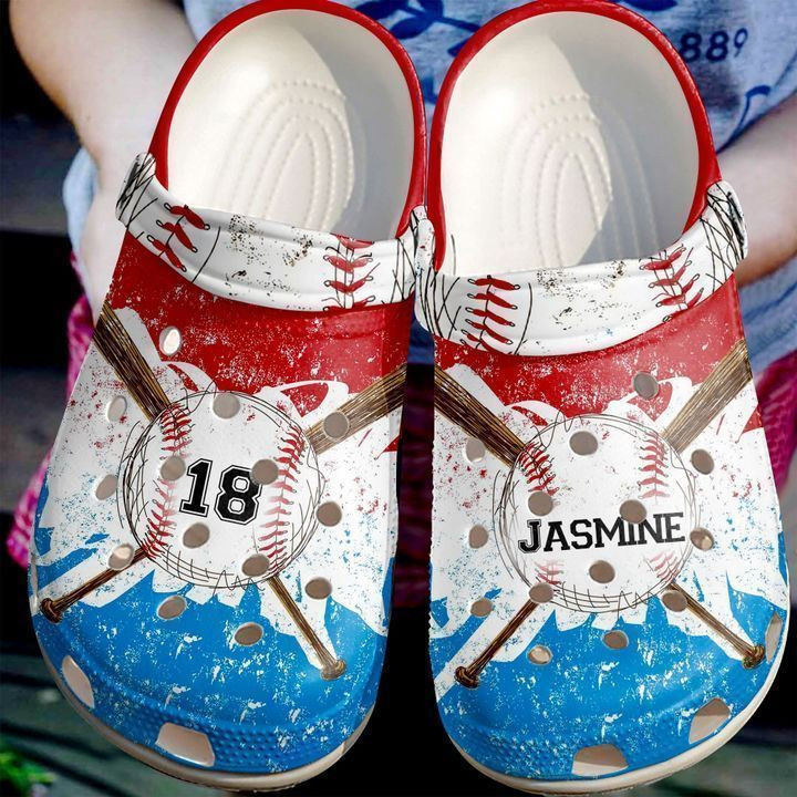 Baseball Personalized Watercolor Classic Clogs Crocs Shoes