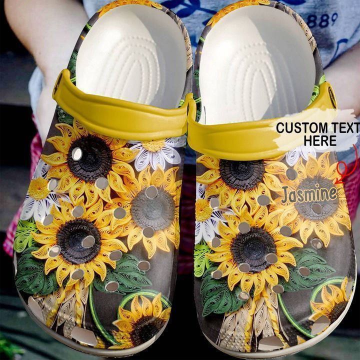 Hippie Personalized Sunflower Art Clog Crocs Shoes