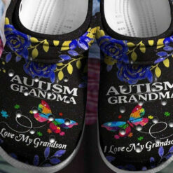 Autism Awareness Day Butterfly Autism Grandma I Love My Grandson Puzzle Pieces Crocband Clog Crocs Shoes