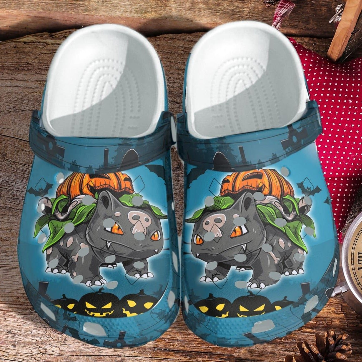 Bulbasaur Pumpkin Halloween Crocs Clog Shoes - Anime Outdoor Crocs Clog Shoes Gifts