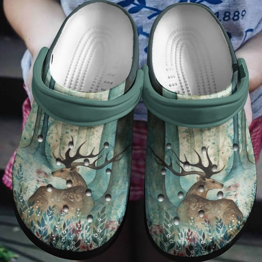 Brown Deer Lying Beside Tree Crocs Shoes Clog Gifts For Male Female