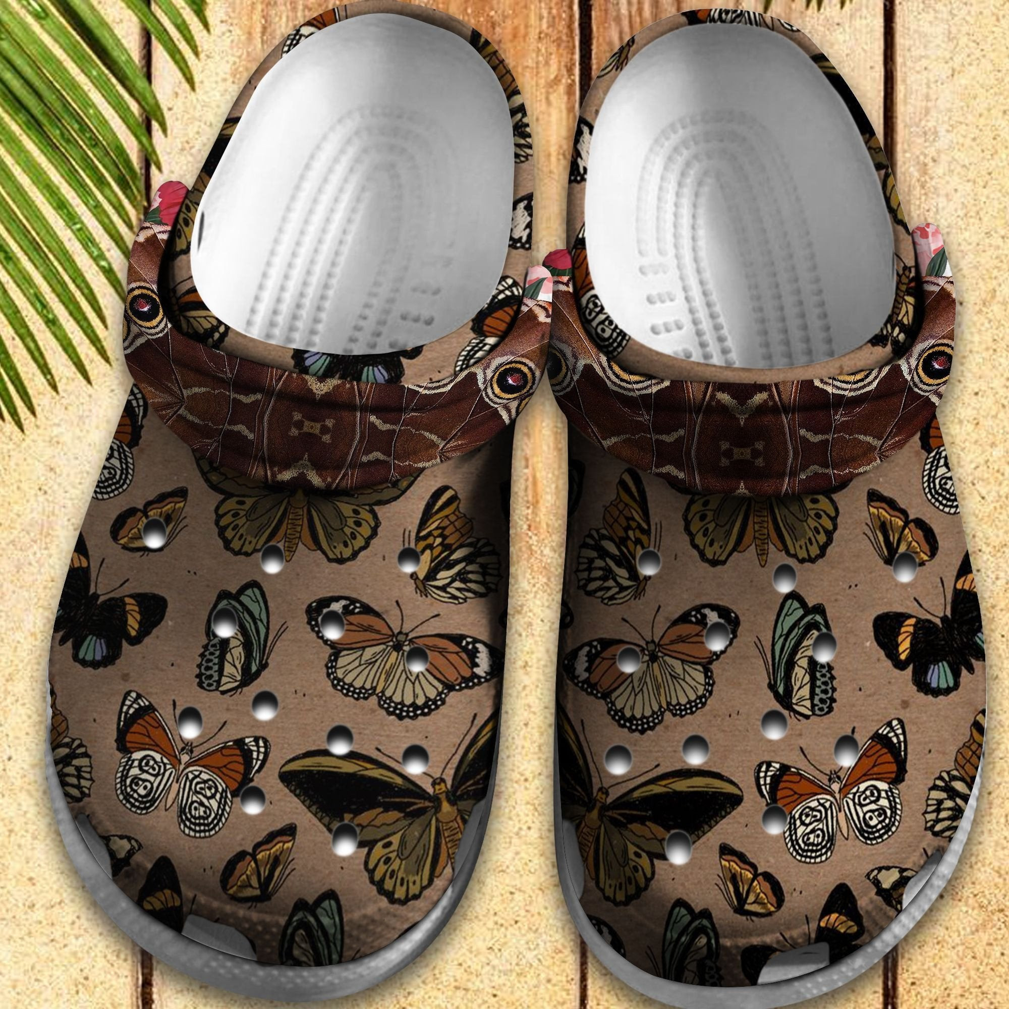 Butterflies Vintage Crocs Shoes - Butterflies Garden Clog Gift For Women Girl Grandma Mother