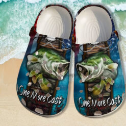 Fishing One More Cast Croc Crocs Shoes Gift Step Son- Fishing America Usa Flag Crocs Shoes Croc Clogs