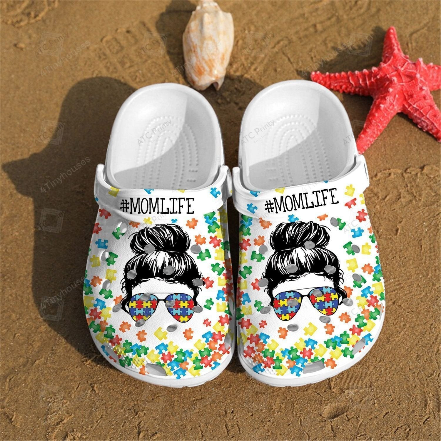 Full Of Puzzle Woman Crocs Shoes Clogs - Autism Mom Life Crocs Shoes Clogs Gifts For Mother Day