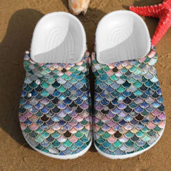 Glitter Fish Scales Mermaid Gifts Unisex Birthday Clog Crocs Shoes