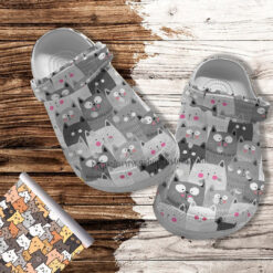 Chibi Cat Anime Cute Grey Croc Crocs Shoes Gift Bestie- Cat Anime Manga Lover Crocs Shoes Croc Clogs Gift Women