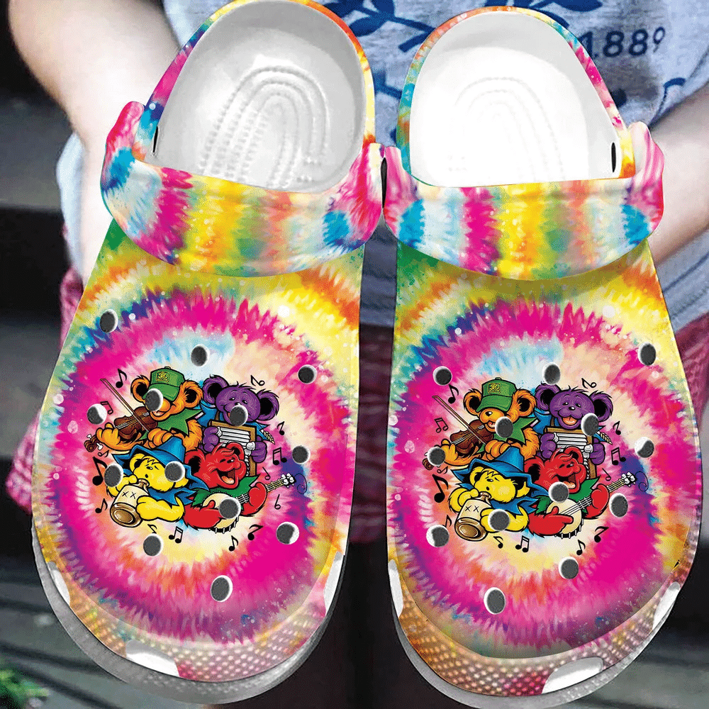 Grateful Dead Bears Play Music Clog Crocs Shoes