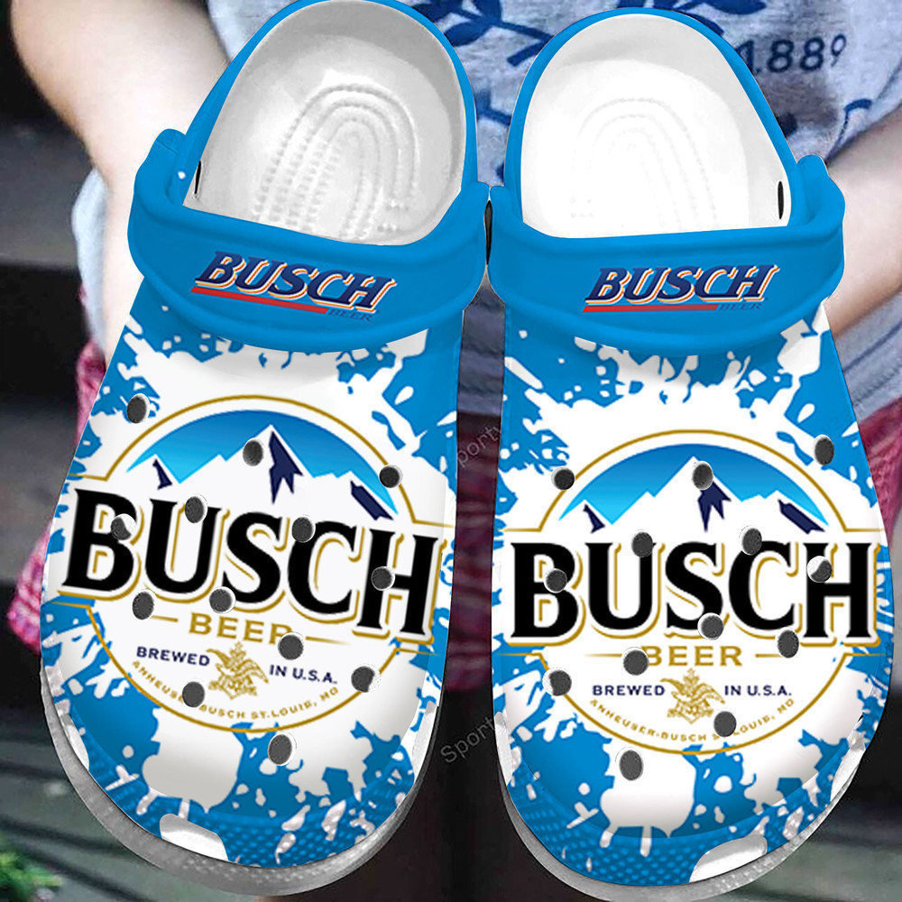Busch Beer Brewed In Usa Blue Clogs Crocs Shoes