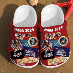 Maga 2024 Stickers Trump Vote For Girl Independence Us Day Gift 4Th Of July Gifts Clog Crocs Shoes