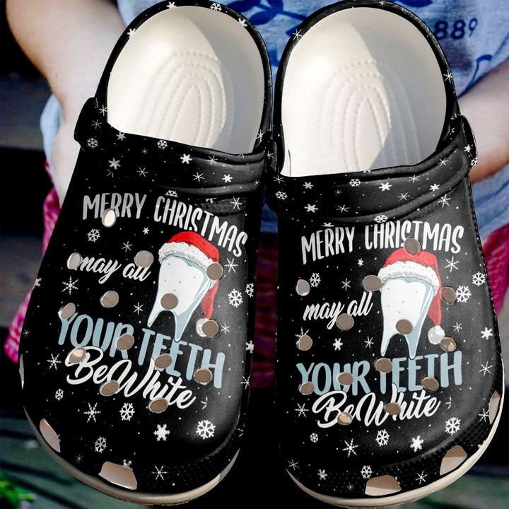 Dentist May All Your Teeth Be White Christmas Santa Hat Crocband Clog Crocs Shoes For Men Women