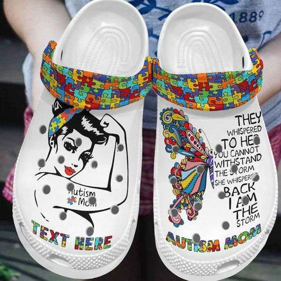 Custom Name Autism Awareness Day Strong Autism Mom I Am The Storm Crocband Clog Crocs Shoes