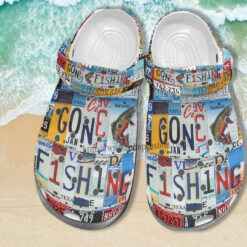 Gone Fishing Sticker Croc Crocs Shoes Gift Men Women- Fishing Sticker Crocs Shoes Croc Clogs