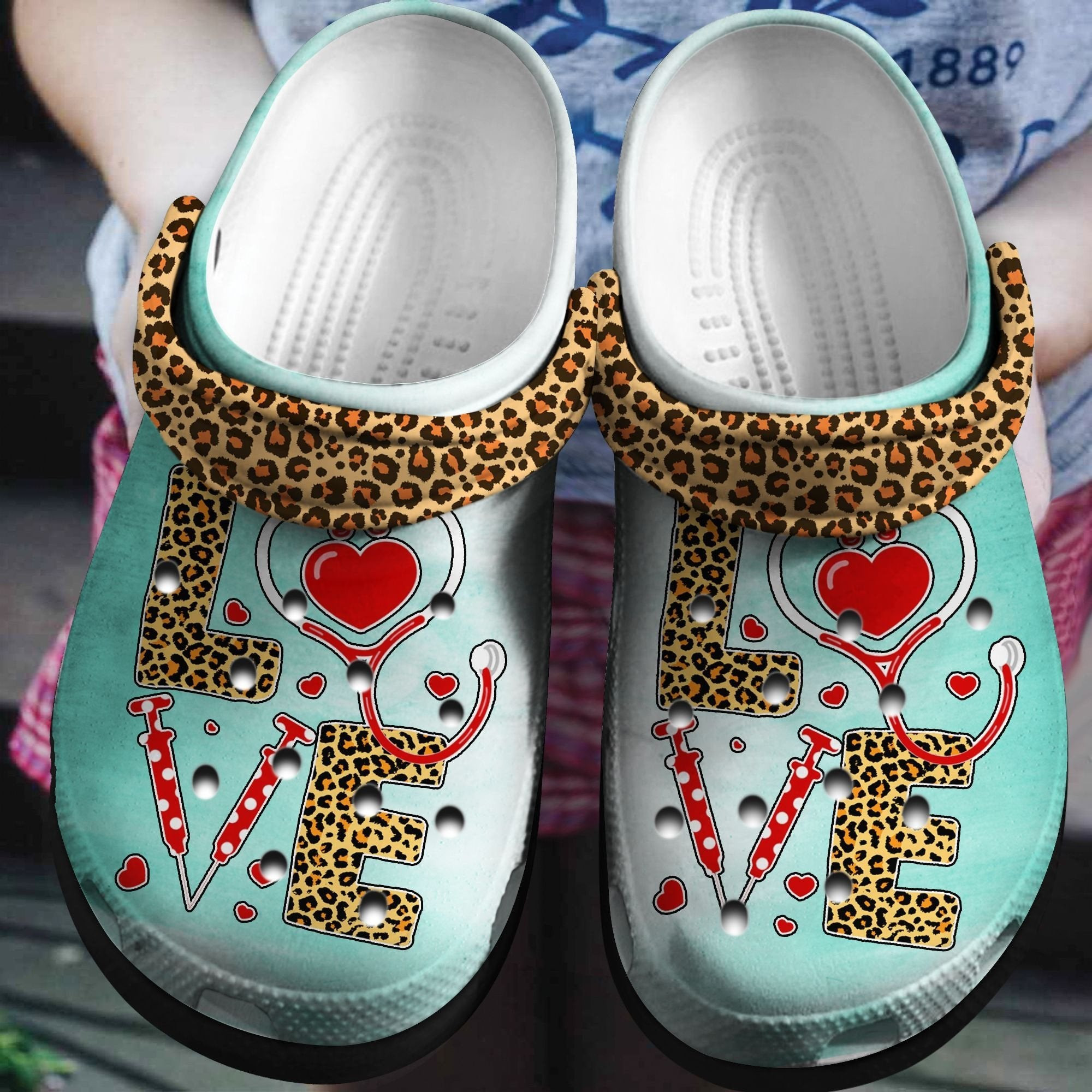 Leopard Nurse Crocs Shoes - Love Nurse Life Clogs Gift - Leopard-3Nr