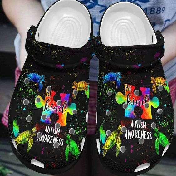 Autism Awareness Day Autism Puzzle Turtles Be Kind Crocband Clog Crocs Shoes