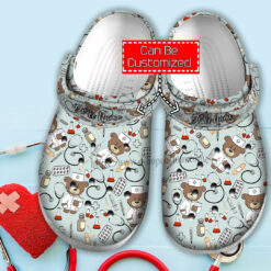 Nurse Baby Bear Medical Crocs Shoes For Daughter Wife Mother Day - Nurse Item Chibi Crocs Shoes Croc Clogs Customize Name