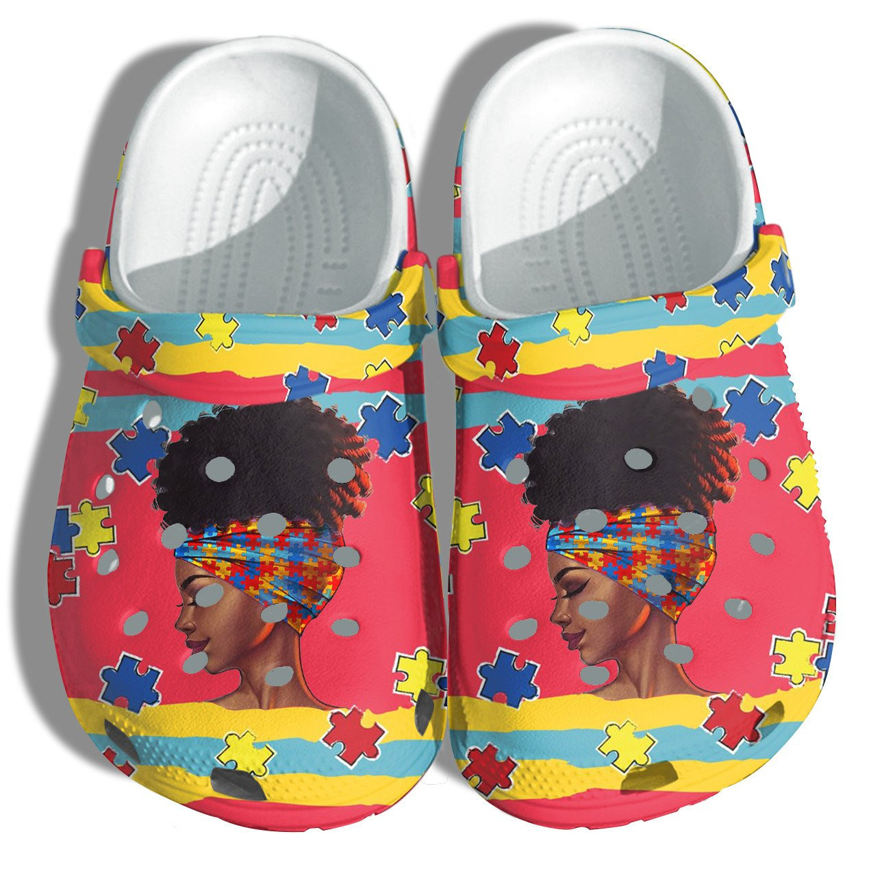 Africa Women Autism Puzzel Crocs Shoes Vintage - Autism Black Mom Crocs Shoes Croc Clogs