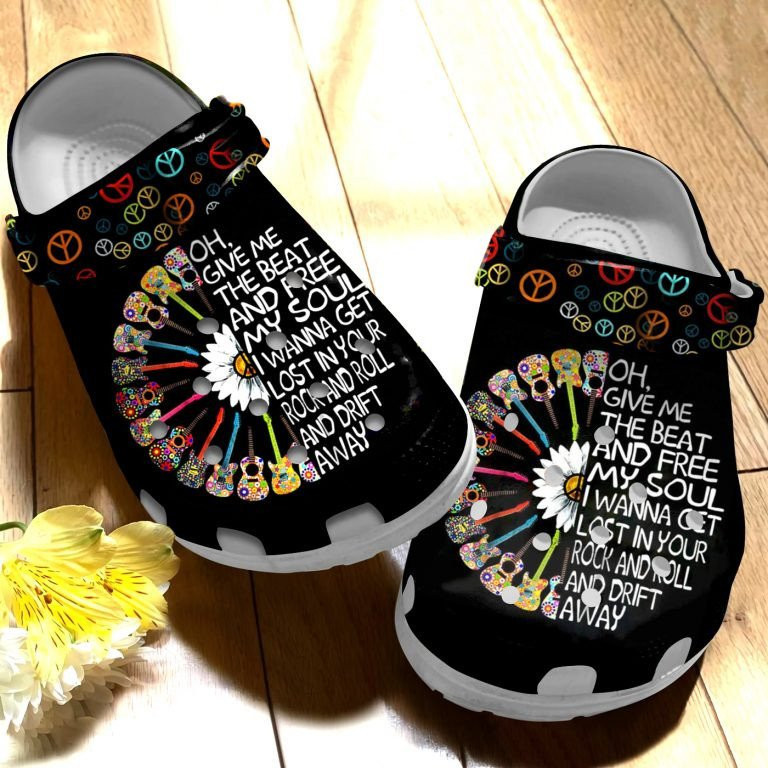 Hippie Guitar Free My Soul Clogs Crocs Shoes Gift For Men Women