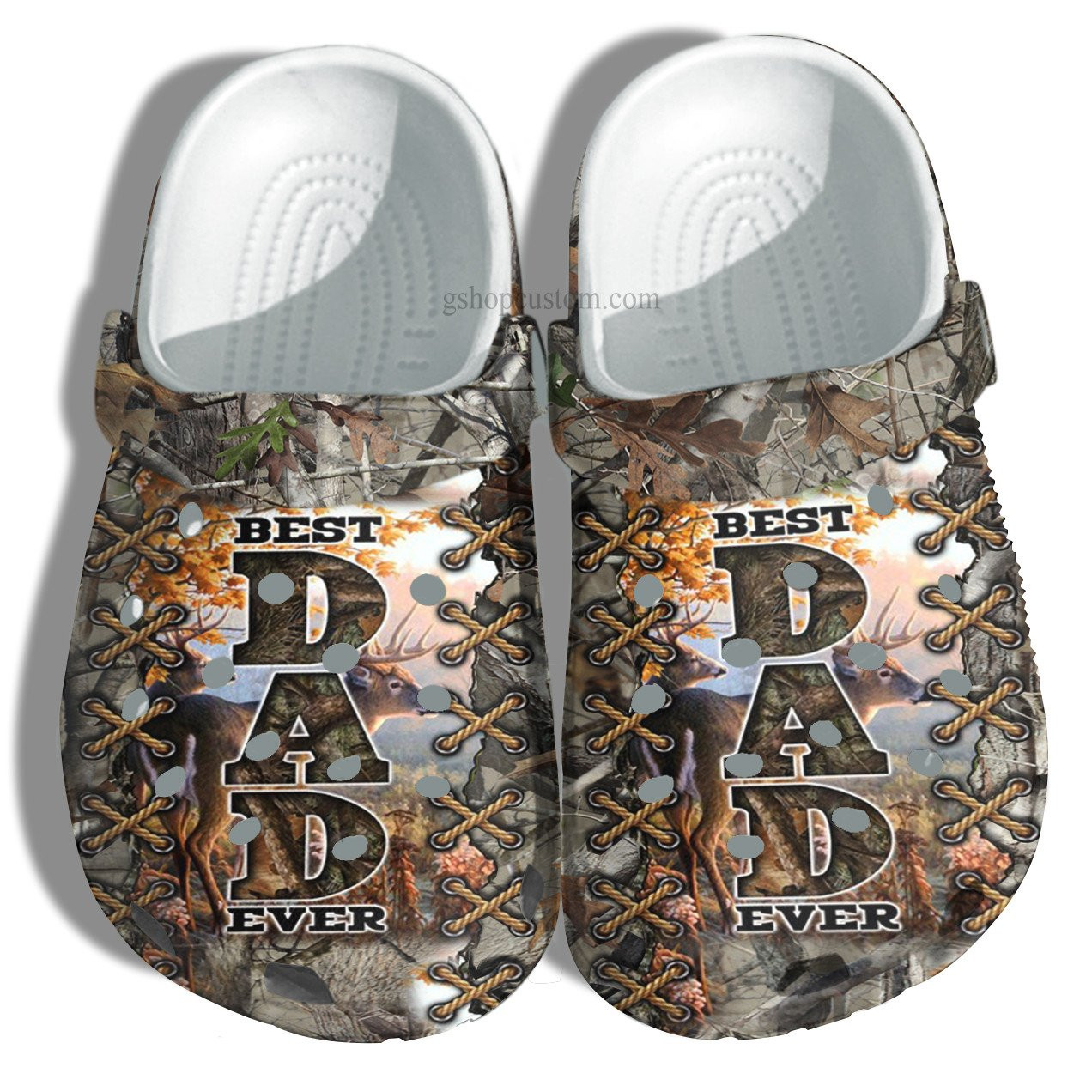 Best Dad Ever Deer Hunter Croc Crocs Clog Shoes Gift Uncle Father Day- Deer Hunting Camo Vintage Crocs Clog Shoes