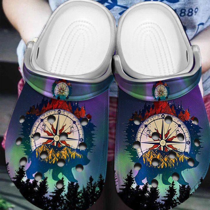 Camping With Compass Bear Crocs Shoes clogs Birthday Holiday Gifts