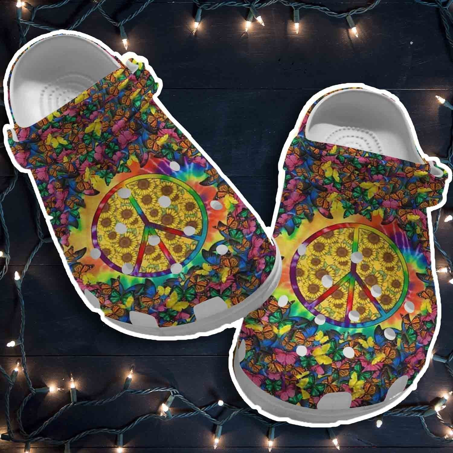 Butterfly Hippie Croc Crocs Shoes - Sunflower Clog Gifts For Niece Daughter