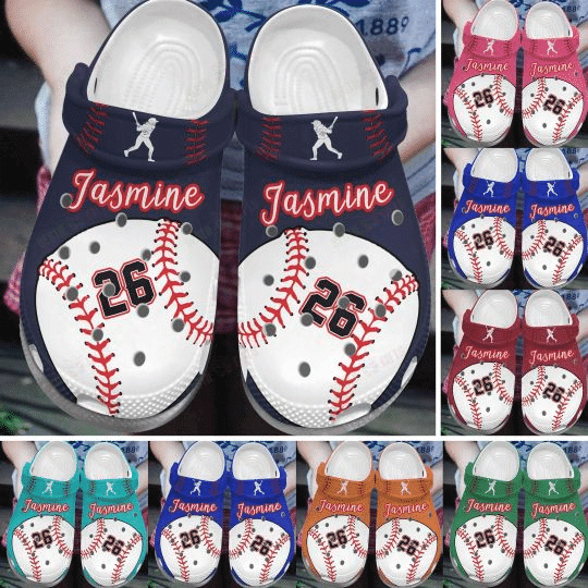 Custom Name Number Colorful Baseball Clogs Crocs Shoes