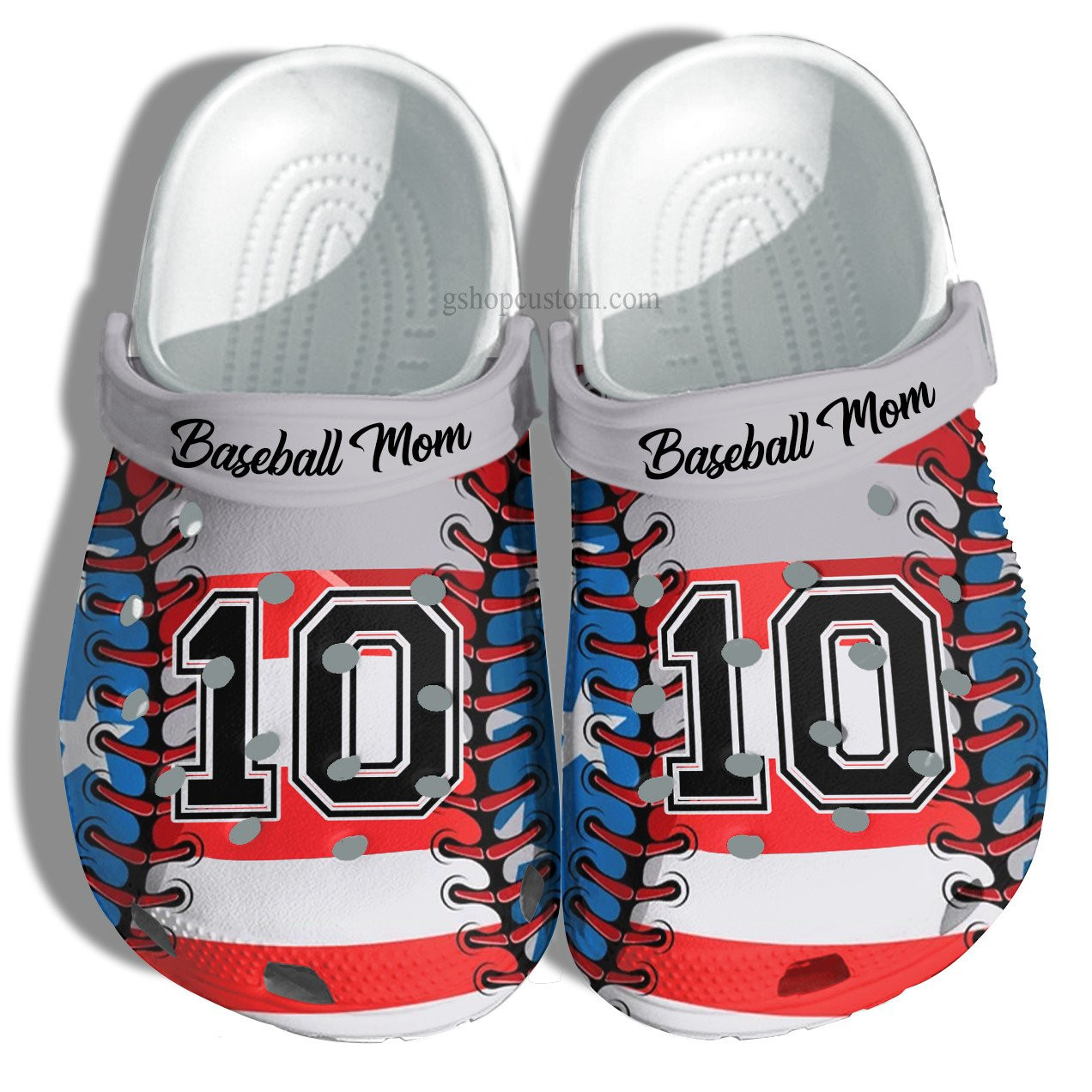 Baseball America Flag Croc Crocs Clog Shoes Customize Name Number Player- Baseball 4Th Of July Crocs Clog Shoes Gift Birthday Son