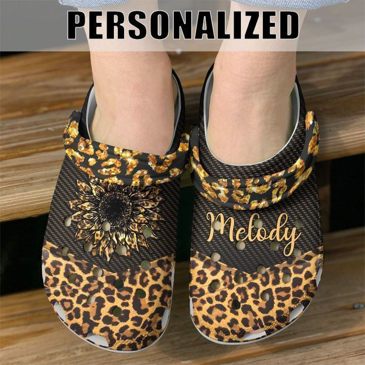 Cheetah Personalized Sunflower Classic Clogs Crocs Shoes