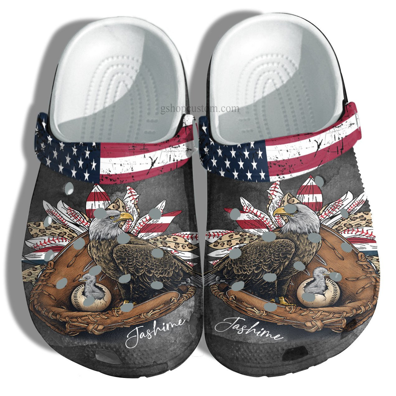 Baseball Eagle Sunflower Leopard Usa Flag Crocs Shoes Gift Mom Grandma - Baseball Eagle America Crocs Shoes Croc Clogs