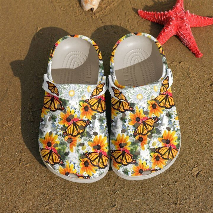 Butterfly Daisy N Monarch clog Crocs Shoes