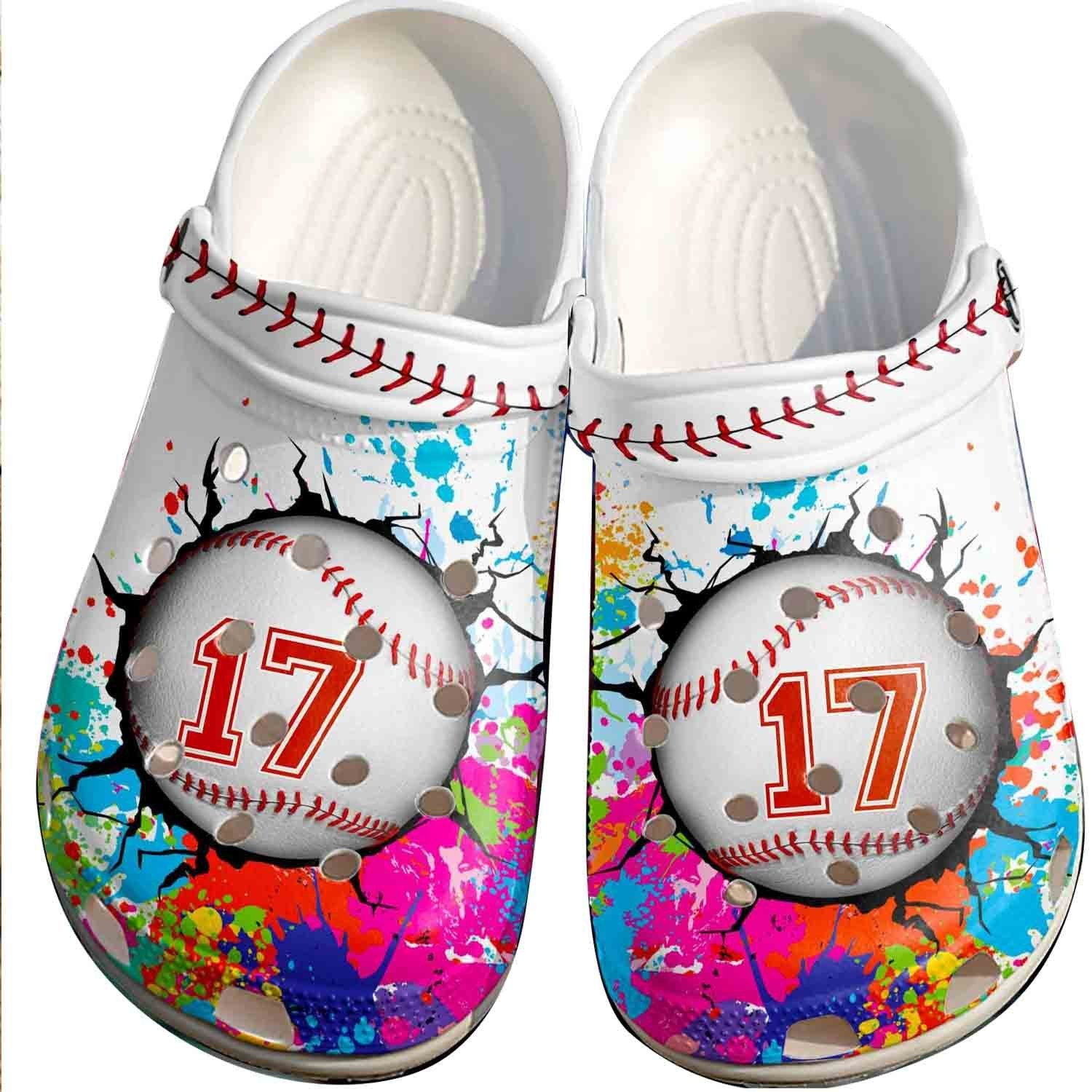 Colorful Paint Balls Crocs Clog Shoes For Batter - Funny Baseball Crocs Clog Shoes For Men Women