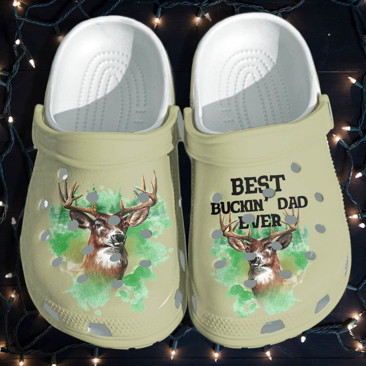 Best Buckin Dad Ever Deer Hunting Crocs Clog Shoes - Camping Deer Hunter Crocs Clog Shoes Gifts For Grandpa Fathers Day 2022