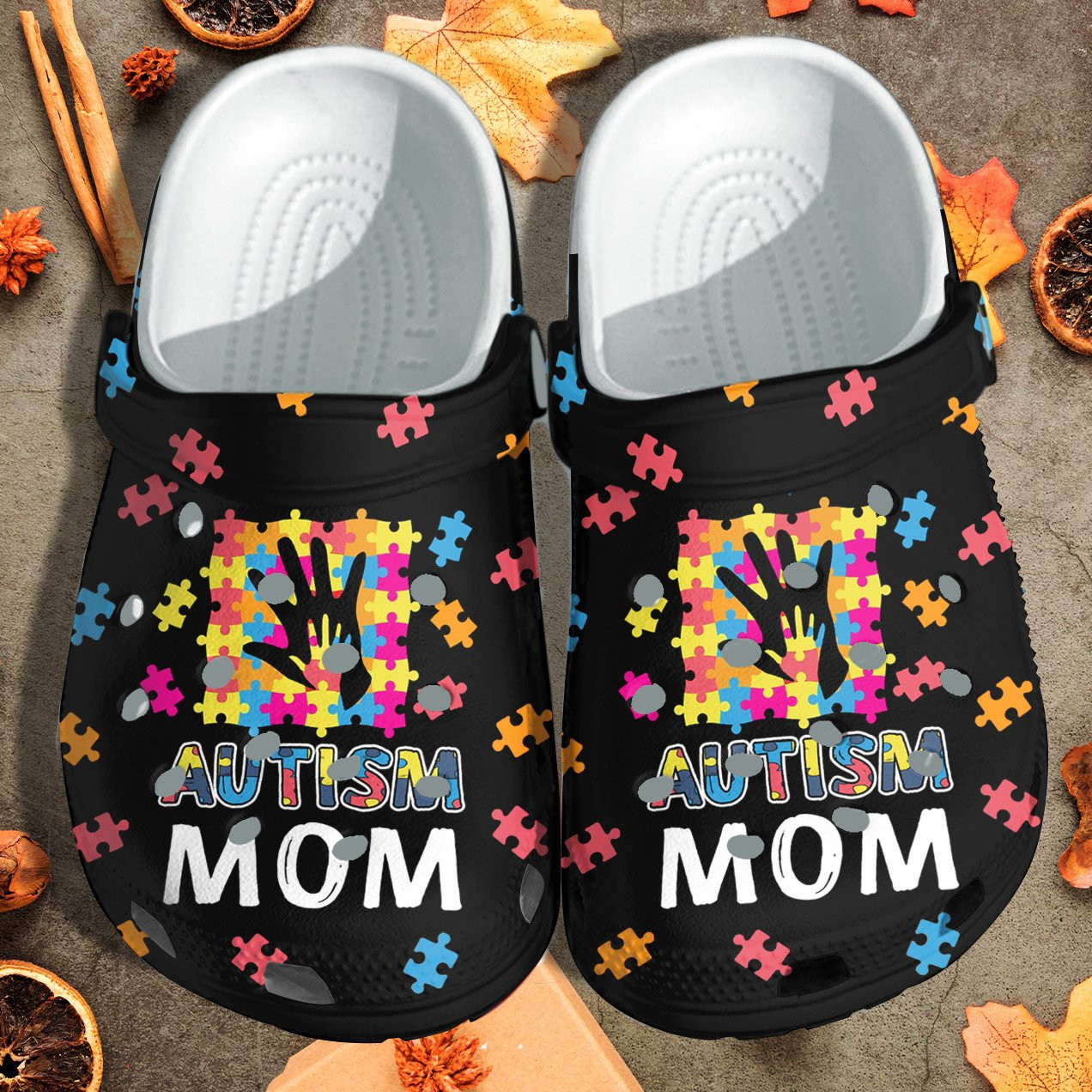 Autism Mom Hand Clogs - Autism Awareness Crocs Shoes Birthday Thanksgiving Gifts