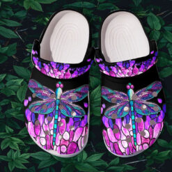 Hippie Dragonfly Purple Crocs Shoes - Dragonfly Twinkle Hippie Croc Clogs Crocs Shoes Gift Birthday