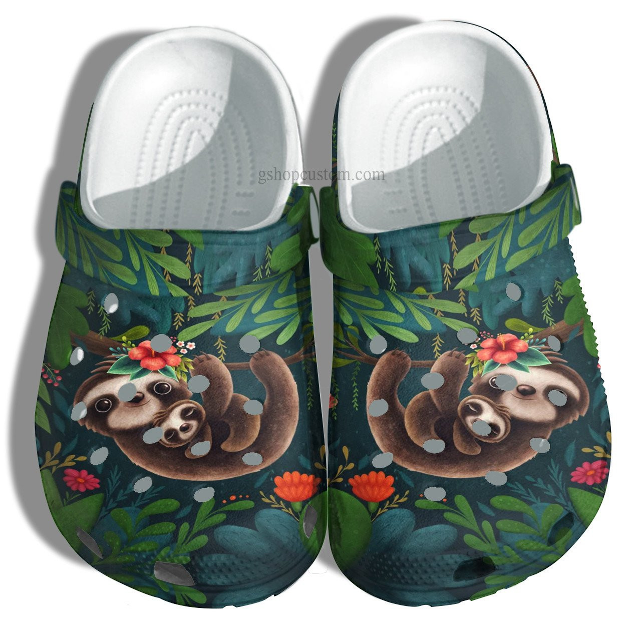 Chibi Sloth Mom Crocs Shoes - Baby Sloth Mom First Mother Day Crocs Shoes Croc Clogs Jungle Camping Gift