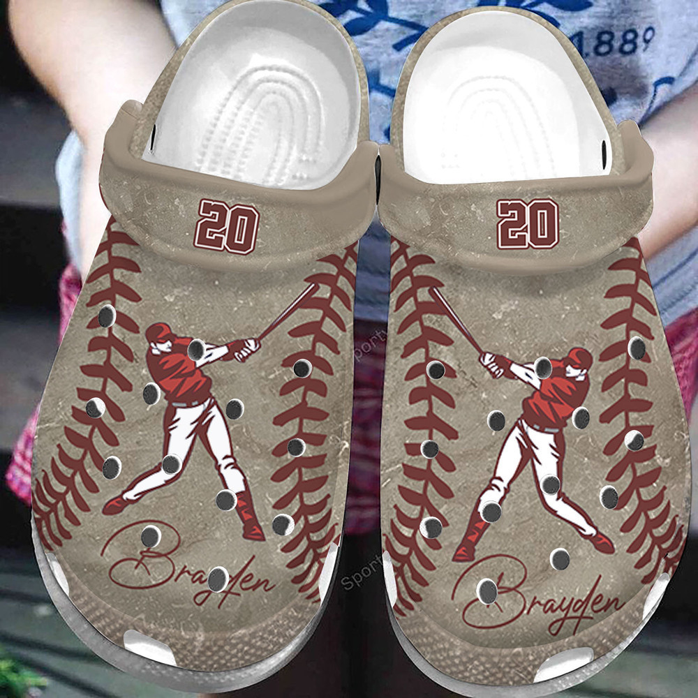 Custom Name Number Vintage Baseball Player Clogs Crocs Shoes