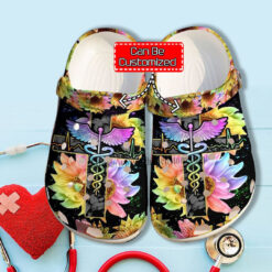 Nurse Life God Bless Sunflower Rainbow Women Crocs Clog Shoes
